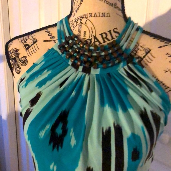 ⭐️Michael Kors blue/brown ikat printed top - Picture 7 of 12